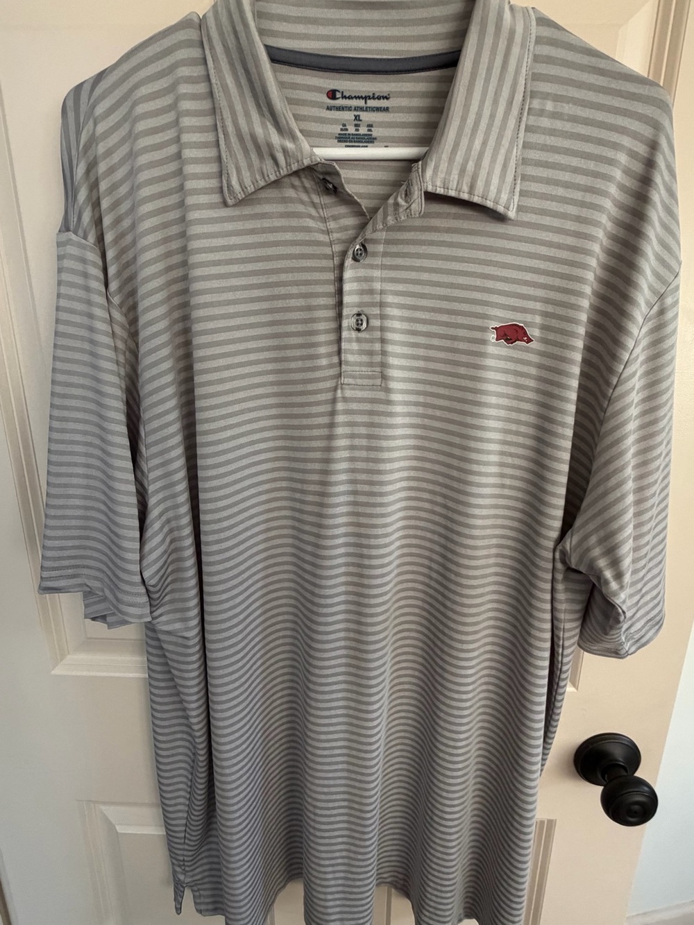 Champion Men’s University of Arkansas Razorbacks Striped golf Polo Shirt